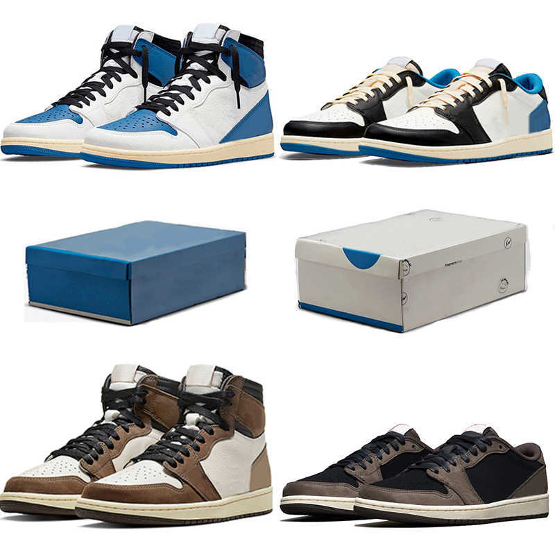 

with box travis Scotts x Fragment Jumpman 1 low OG basketball Shoes brown high Releases August 13th 1s DH3227-105 men women trainers sports, Color#1