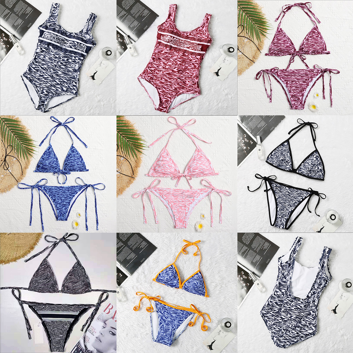 Fashion Mix 8 Styles Women Swimsuits Bikini Set High Quality Multi Colors Summer Time Beach Bathing Suits Wind Swimwear-image-756584619