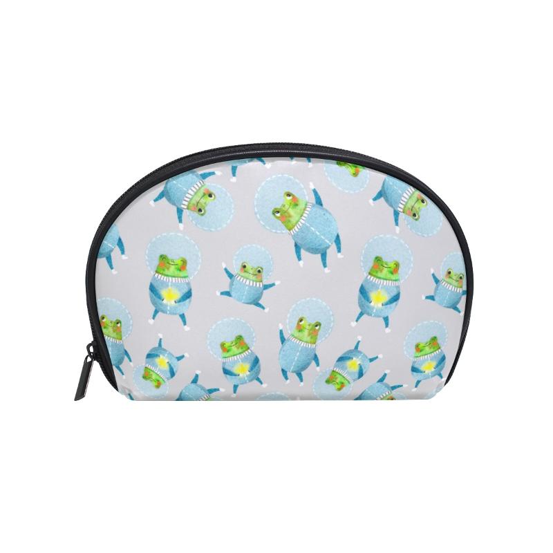 

FengJu Multifuncition Shell Cosmetic Bag Purse Half Moon Hanging Travel Toiletry Pouch For Girls Woman Frog Astronaut Bags & Cases