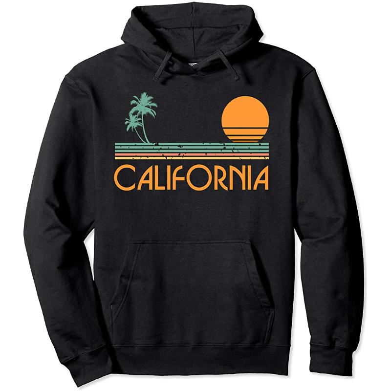 

Men's Hoodies & Sweatshirts Vintage California Beach Pullover Hoodie, Black