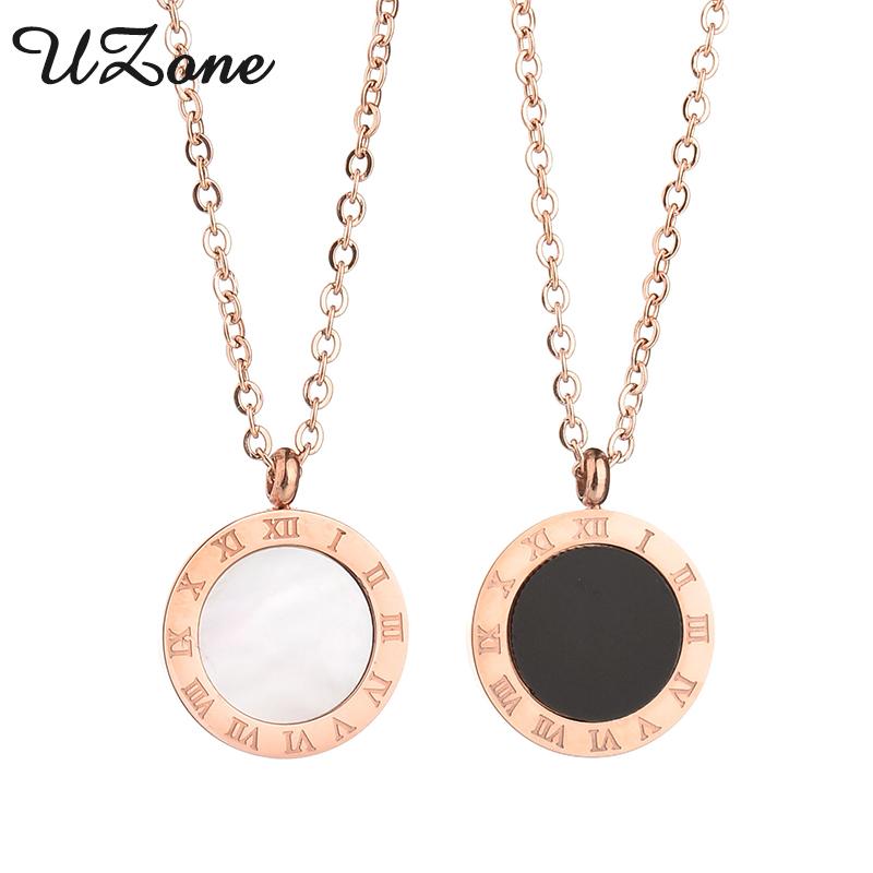 

Pendant Necklaces Top Quality Retro Necklace Fomous Brand Shell Women Round With Roman Numerals Luxury Bijoux Pendants For Gifts, Silver