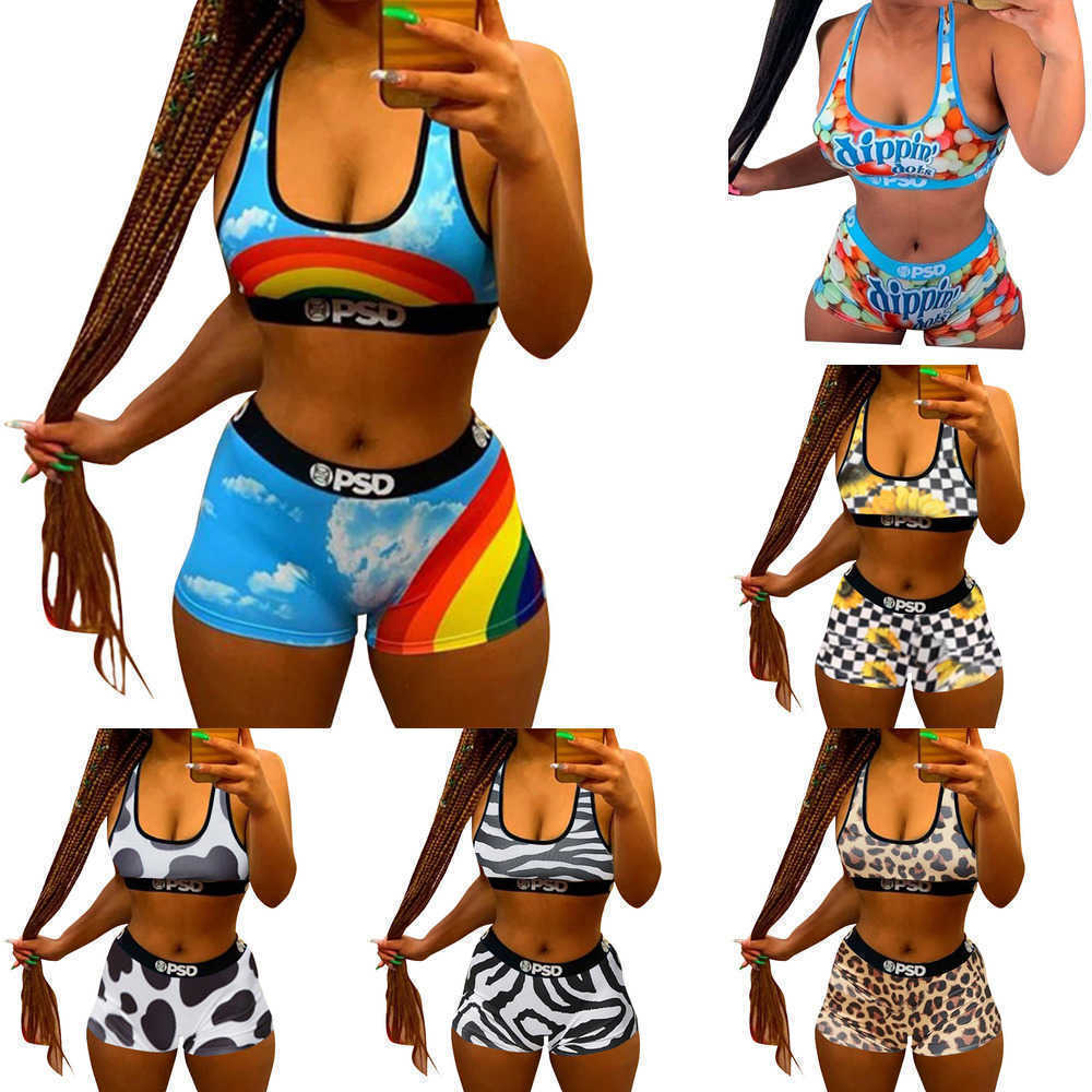 

Summer Designer Womens Tracksuits 2 Piece Bikini Set Sexy Vest Shorts Outfits Fashion Sweatshirt Slim Fitness Swimsuits Plus Size, #2