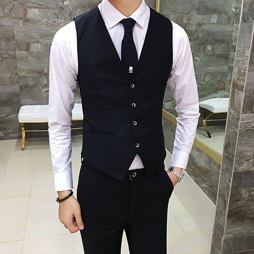

Men's Vests New Arrival Mens Casual Slim V-neck Fashion Man Suits Handsome Business Blazer Waistcoat Plus Size -4XL HY8W