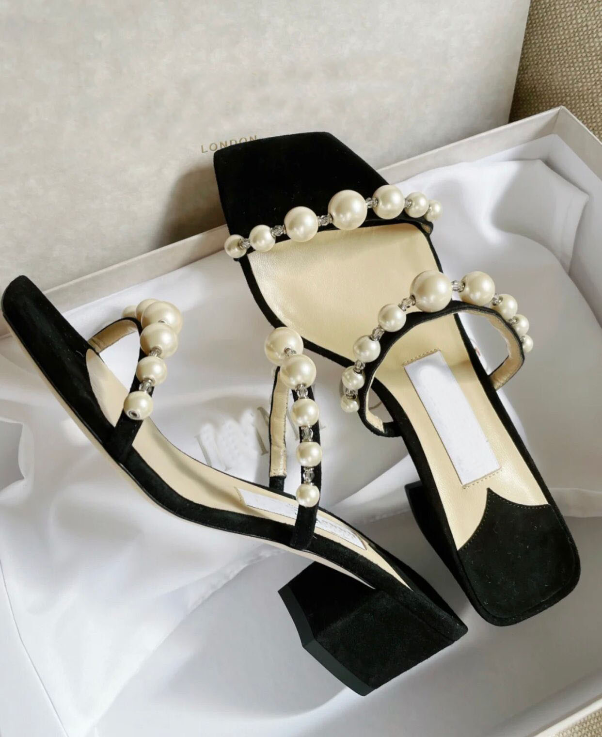 

Summer Fashion Brands Amara Women Sandals Pearls Strappy Slippers Chunky Heels Square Toe Casual Mules Lady Discount Walking -- Gift