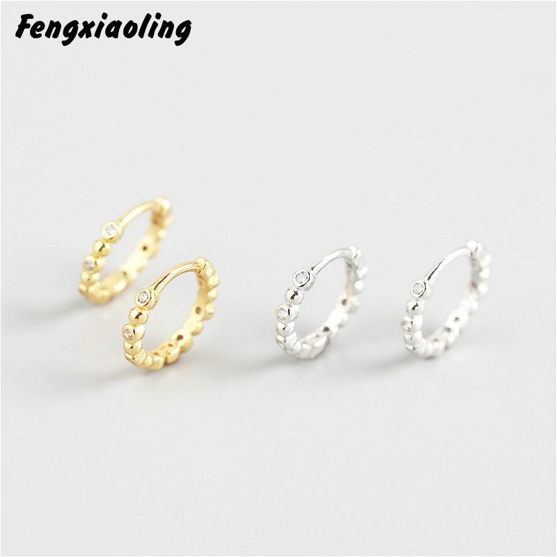 

Fengxiaoling Fashion 925 Sterling Silver Hoop Earrings For Women Zircon Piercing Earring Fine Jewelry Cute Accessories 2021 & Huggie