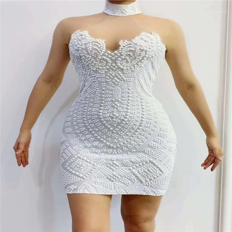 

Party Decoration H90 Dancer Tight Pearling Chain Elastic Stretched Sexy Singer Bodysuit Leotard Siamese Sleeveless Backless Strapless Dj