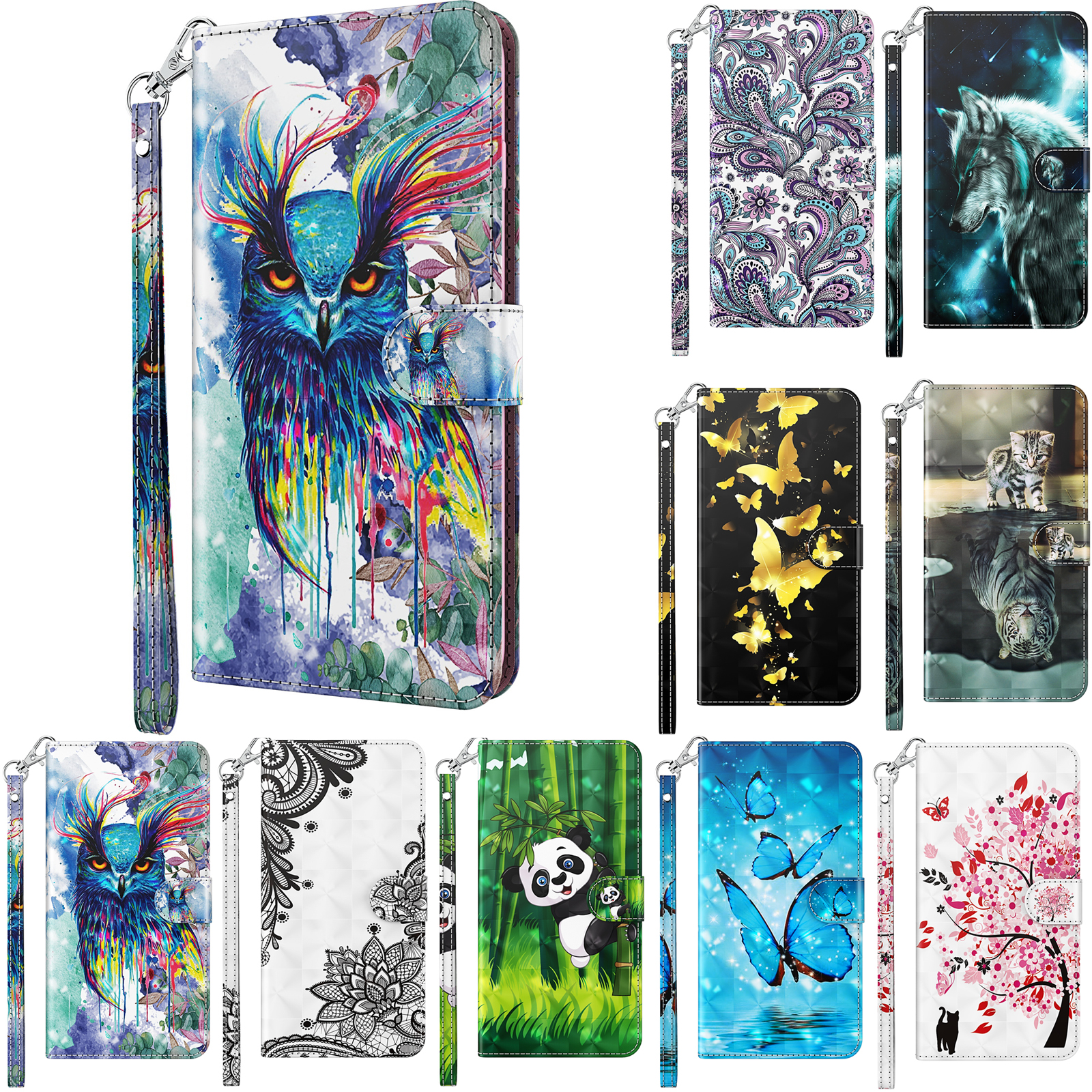 

3D Phone Cases for Google Pixel 5A 3A 3aXL 3 3XL 5 5XL 4A PU leather Wallet Card Slots Shockproof anti-dirst cellphone Cover, 10