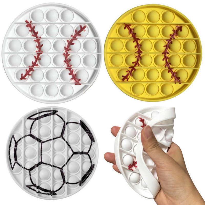 

Fidget Pop Pioneer Toy Push Bubble Color Printing Baseball Football Desktop Children Puzzle Circular Silicone Toys Sensory Stress Ball G6672