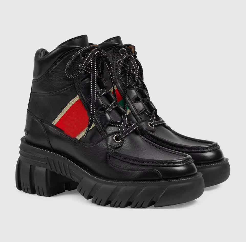 

Luxury Winter Brand Men Women Ankle Boots Interlocking Letter Lady Boot Embroidery Leather Lace Up Lug Sole Combat Booty EU35-45.BOX