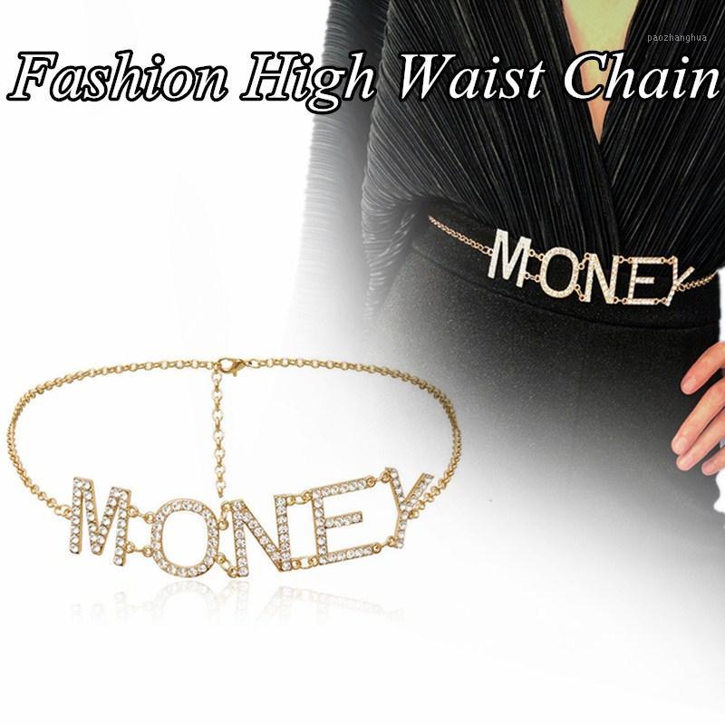 

Belts 4Types Vintage Three Layer Gold Silver Girl Clothing Accessories Tassel MONEY Letter Pendant Crystal High Waist Chain, Black;brown