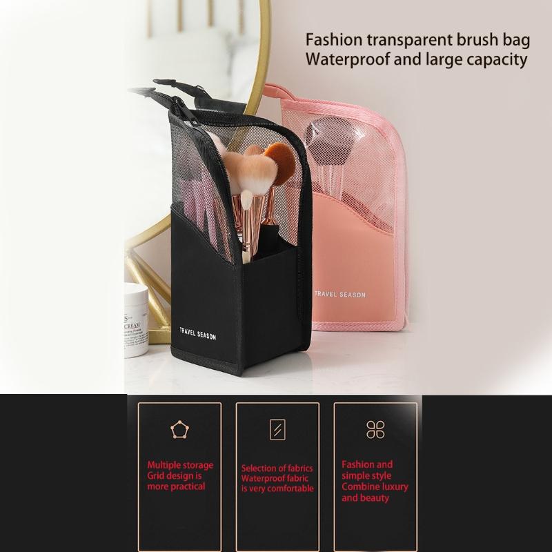 

Storage Boxes & Bins Travel Makeup Brush Bag Portable Cosmetic Holder Organizer Waterproof Stand-Up Pouch Zipper Toiletry