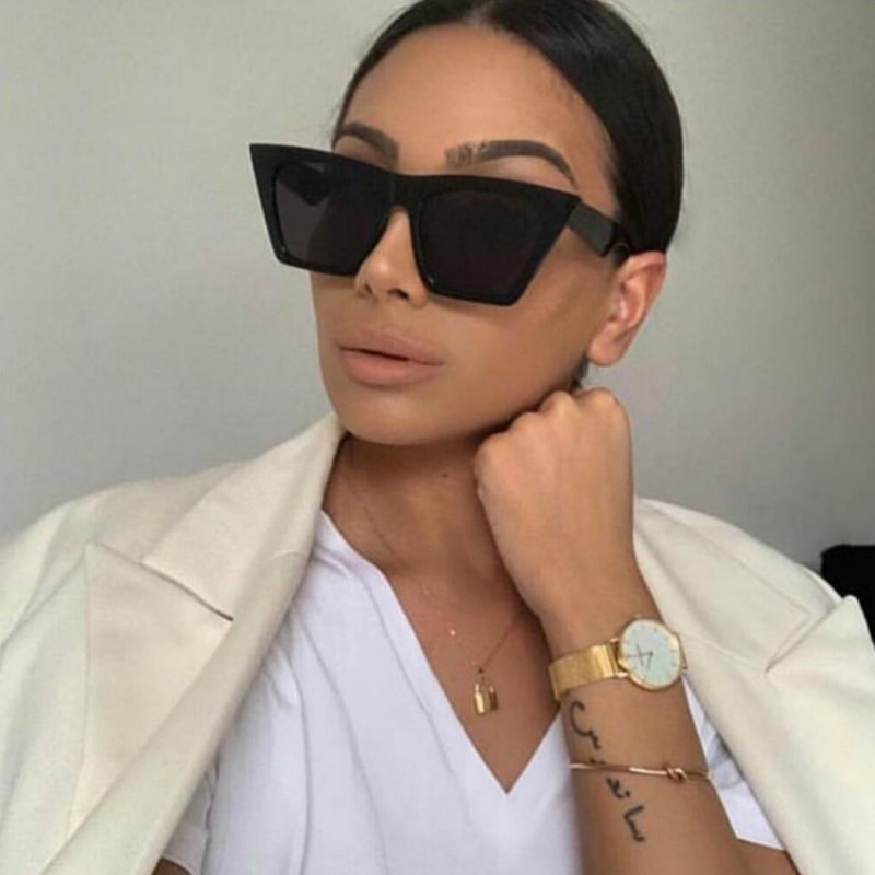 

Square Sunglasses Brand Desinger Cat Eye Sun Glasses Women Eyewear Chic Big Frame Glasses for Women oculos UV400