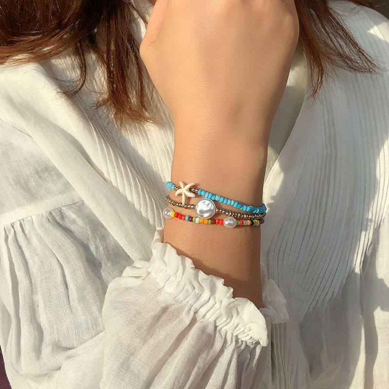 

Beaded, Strands Colorful Seeds Beaded Chain Starfish Pulsera Bohemian Bracelets For Women Yellow Glass Seed Boho Bracelet Jewelry Mujer Bijo