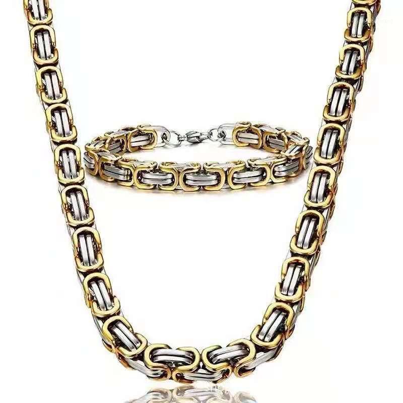 

Chains Necklace Bracelet For Men HipHop Rapper Fashion Club Jewelry Stainless Steel 8mm Imperial Link Necklaces Chokers