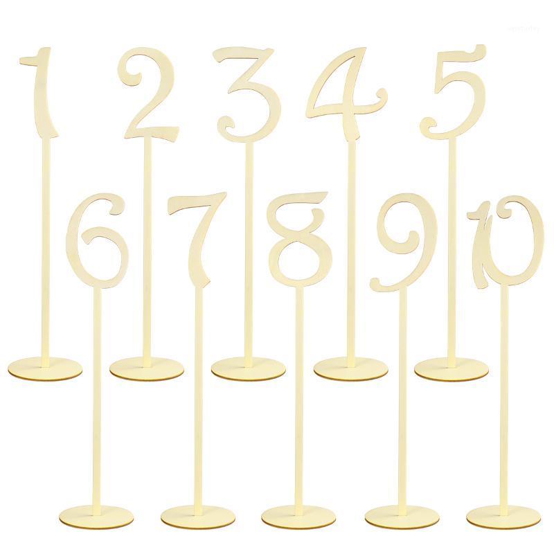 

Party Decoration NUOLUX 10pcs 1-10 Wooden Table Numbers With Holder Base Seat Number Cards For Wedding Or Home (Wood Color)