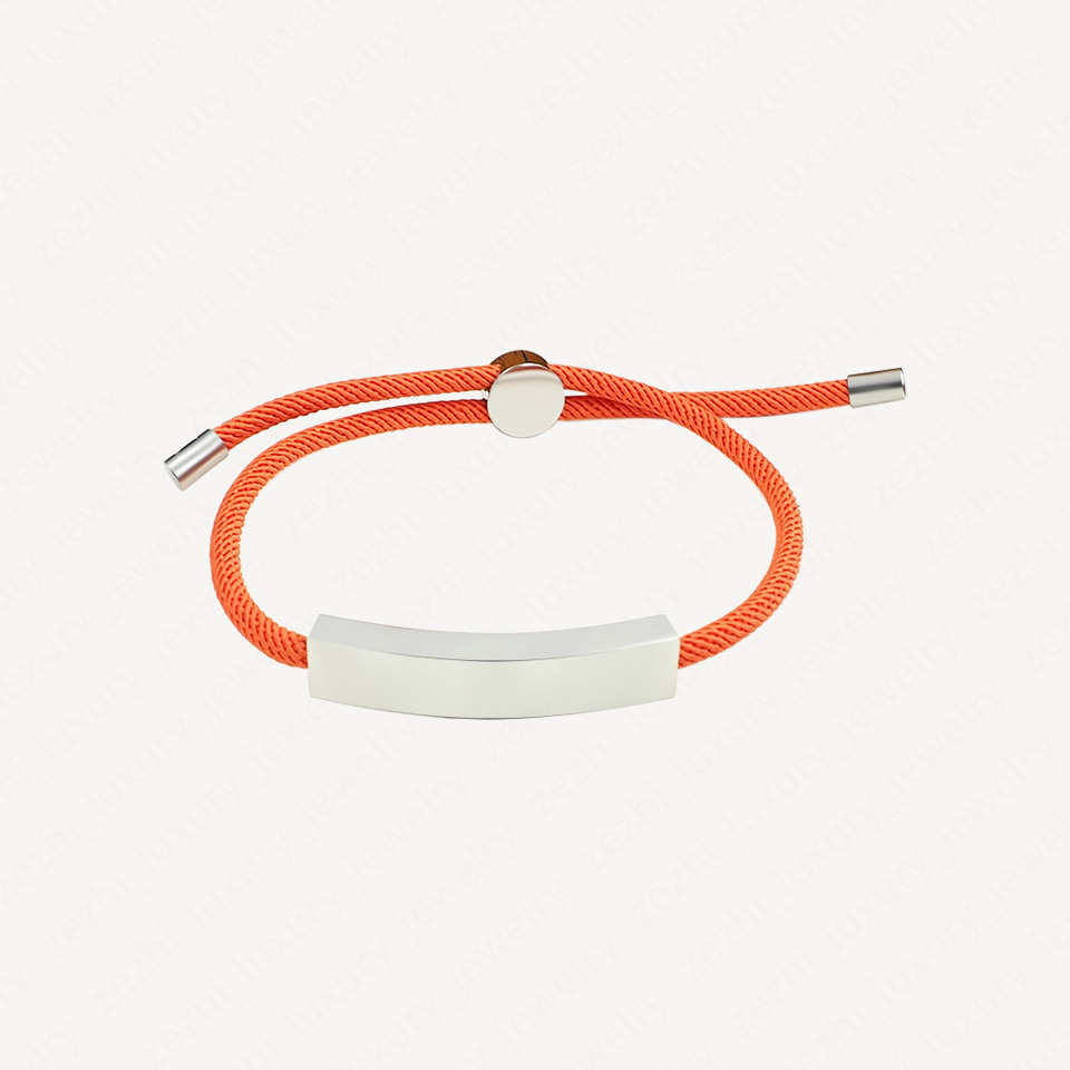 Bracelet à breloques d'identification plaqué or blanc 18 carats pour femmes, bracelets en corde de chanvre en acier inoxydable, accessoires de mo