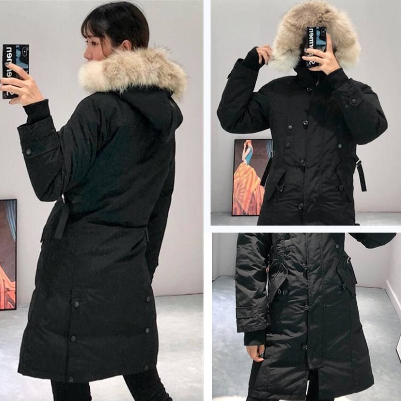 

autumn/winter women's casual Fashion down jacket quality good zipper windproof outdoor long sleeve thick fur pocket wide slim coat, Photo color