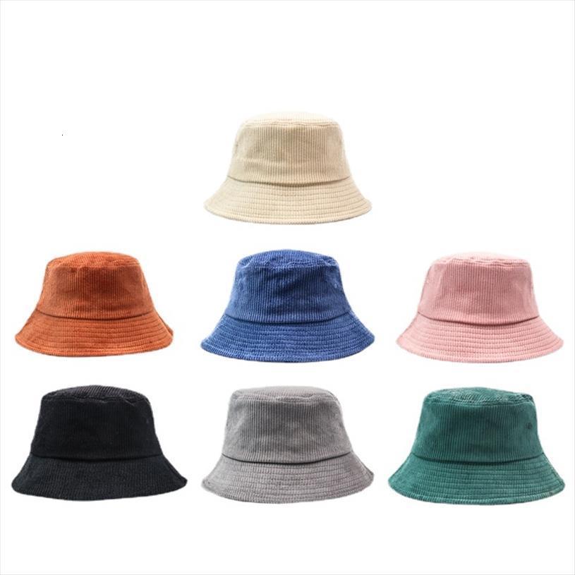 

winter corduroy bucket hats for women men girls autumn bob homme solid panama hat fishing cap wide visor sun fisherman, Blue;gray