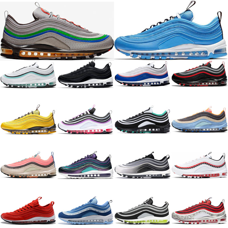 hotting mens 97 womens running shoes South Beach Red Leopard Overbranding Blue Nintendo 64 Newspaper Neon Seoul Mustard Laser Fuchsia sneakers size