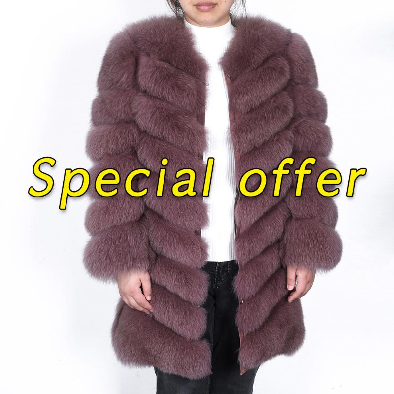 

Women's Fur & Faux Maomaokong Special Offer Winter Thick Coat Real Jacket High Quality Round Neck Warm, Black
