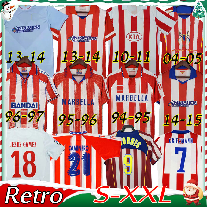 

Atleticoes 1994 1995 1996 1997 2003 2004 2005 Retro Soccer Jerseys home 10 11 13 14 15 F.TORRES vintage Camiseta de futbol classic commemorate football shirt Madrid, 94-95
