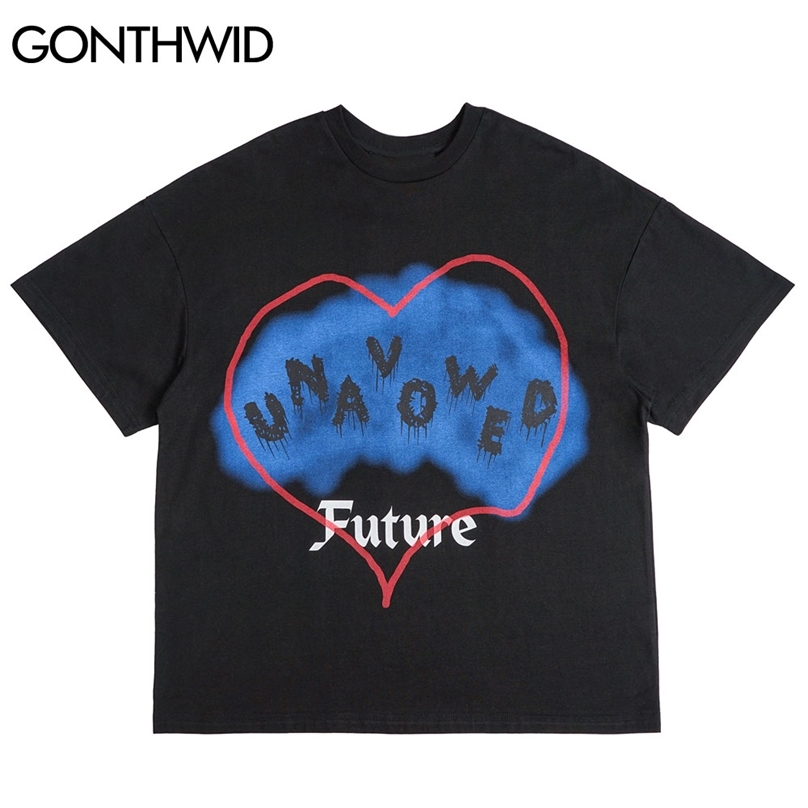 

Tshirts Streetwear Hip Hop Creative Print Short Sleeve Tees Shirts Harajuku Fashion Casual Cotton Loose T-Shirt Tops 210602, Black