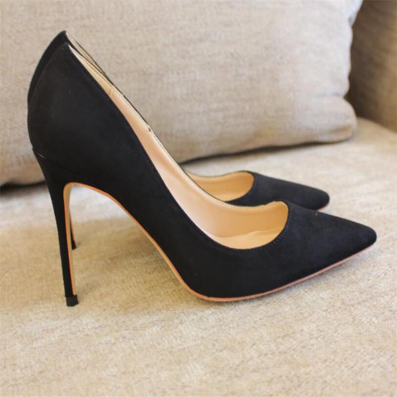 

Fashion Women Lady Black Suede Leather Poined Toe Stiletto High Heel Pump HIGH-HEELED SHOES Wedding Dress, 10cm