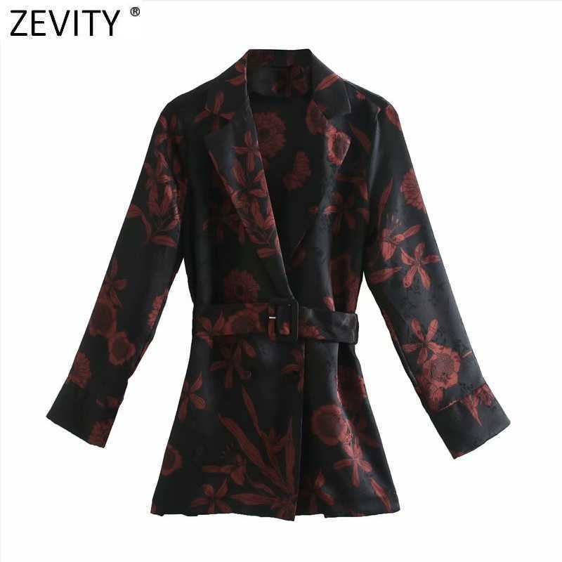 

Zevity Women Vintage Flower Print Sashes Smock Blouse Office Ladies Turn Down Collar Kimono Shirts Chic Blusas Tops LS7412 210603, As pic ls7412o
