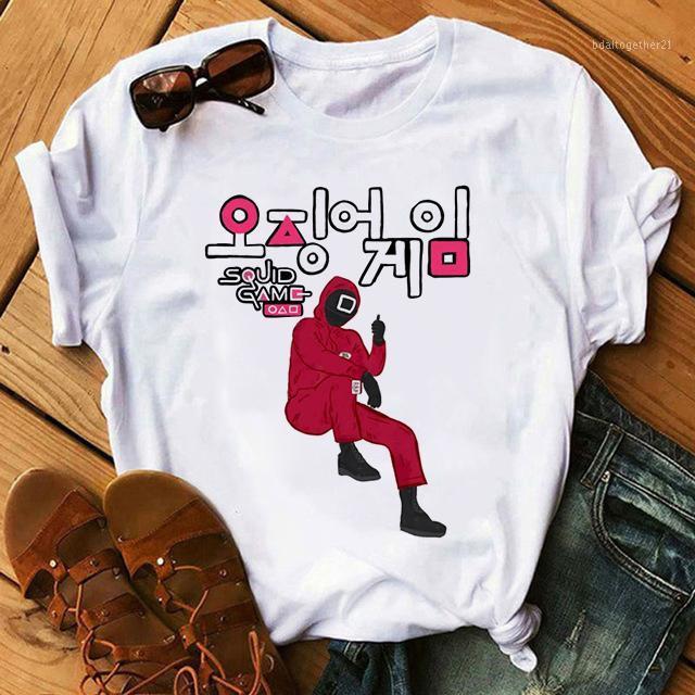 

men's t-shirts squid game t-shirt men fashion korean style t shirt 456 graphic tees harajuku kawaii cartoon summer male 90s1, White;black