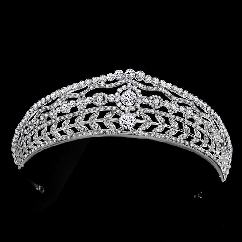 

Hair Clips & Barrettes Gorgeous Full Faux Rhinestone Zircon Leaves Beaded Bride Crown Atmospheric Royal Court Wedding Princess Jewelry EA, Golden;silver