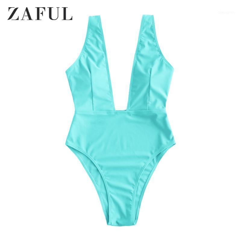 

Plunging Neck One Piece Swimwear Women Swimsuit Low Cut Padded High Leg Bodysuits Women' Jumpsuits & Rompers, Black