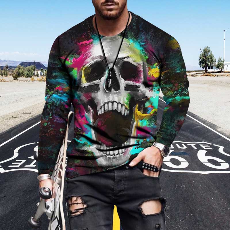 

20 Styles Skulls Pattern Sweatshirt Gothic Boys Printing Tops Fashion Hiphop Mens Sweatshirts with Rose Long Sleeves Wholesale, #1