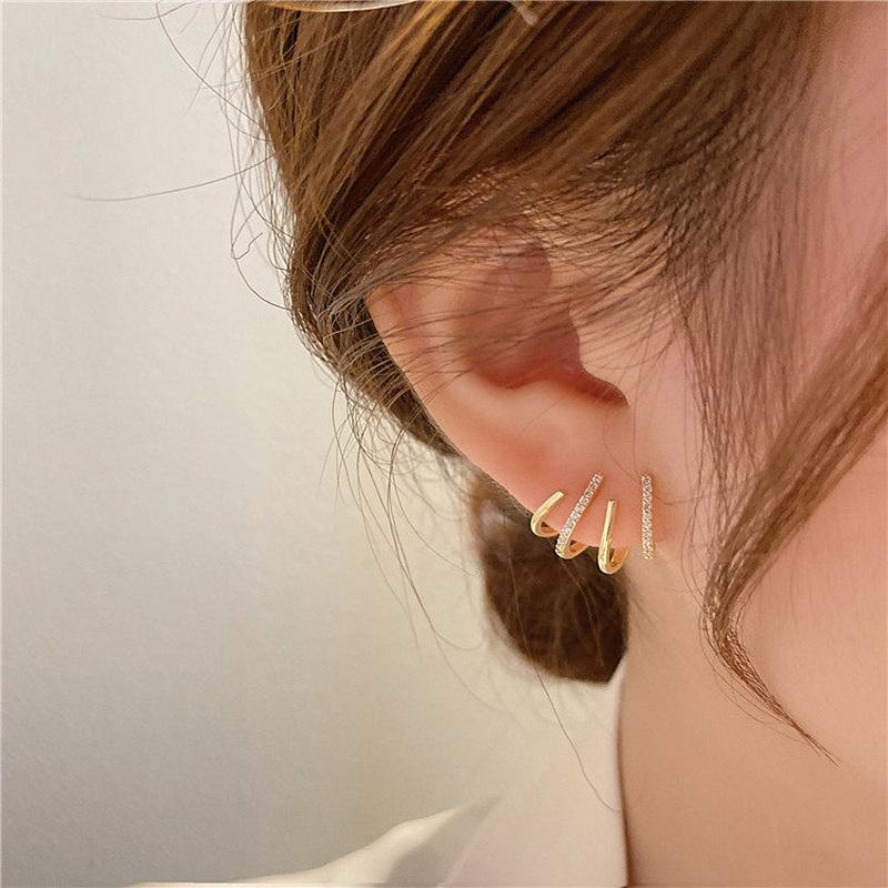 

Stud Elegant Gold Color Zircon Four-claw Earrings For Women Exquisite Cute Earring Korean Fashion Jewelry, Golden;silver