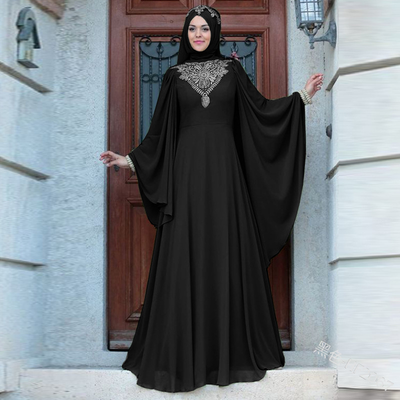 

Turkey Vintage Muslim Abaya Dress Women Batwing Sleeve Big Swing Islamic Party Maxi Hijab Dresses Moroccan Kaftan Jilbab Robe