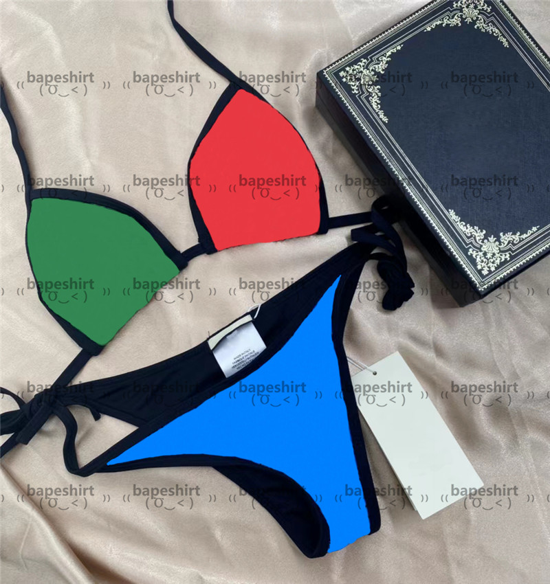 

Color Matching Bikinis Hipster Padded Women' Push Up Swimsuits Outdoor Beach Tourism Vacation Must Bandage Wear