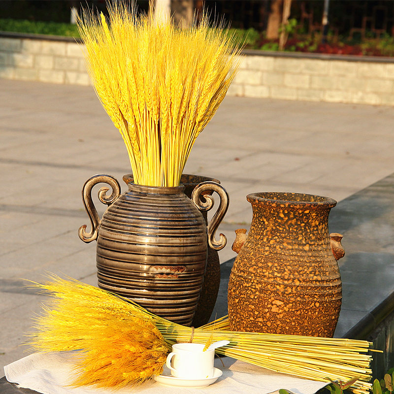 

Rea Wheat Ear Fower Decoration Natura Pampas Rabbit Tai Grass Dried Fowers For Wedding Party DIY Craft Scrapbook Bouquet, 50pcs yellow color