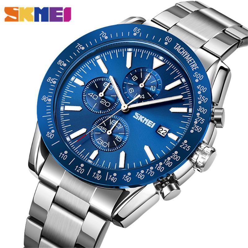 

Wristwatches SKMEI Casual Mens Watches Luxury Stainless Steel Strap Watch Men Chronograph Date Quartz Relogio Masculino 9253, Color 2
