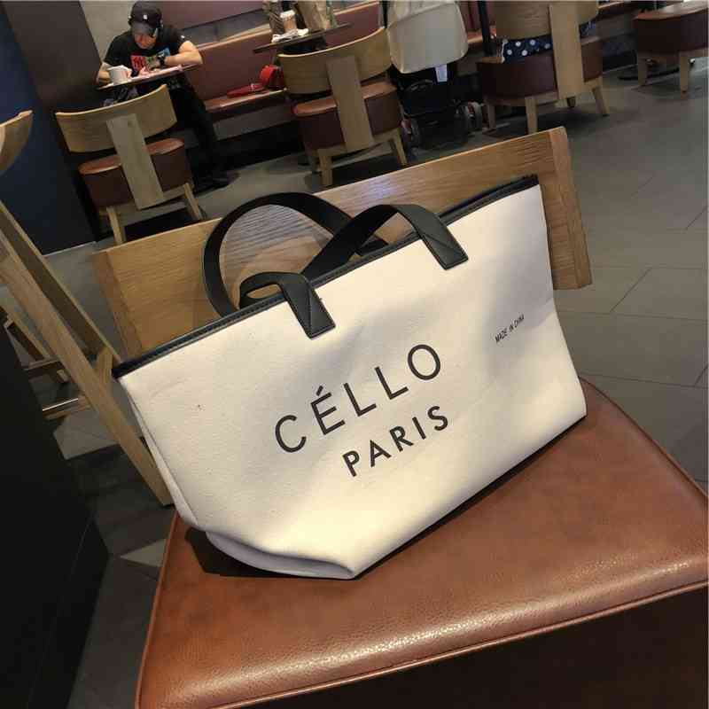 

New canvas women's capacity hand shopping printed letter trend child mother large wing bag, Red