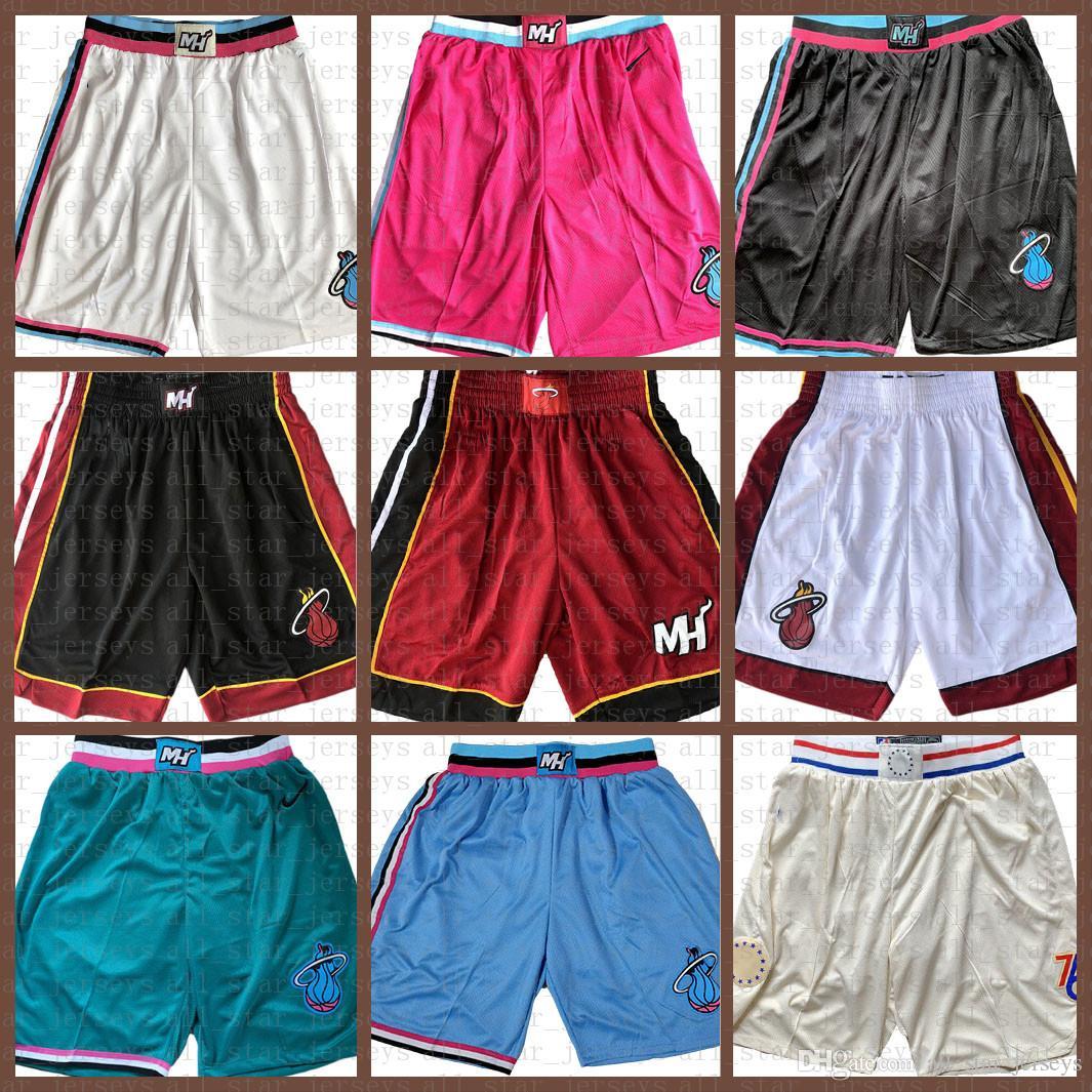 

Miami Heat Basketball Shorts Minnesota Timberwolves Pocket Top Shorts Portland Trail Blazer Dallas Mavericks, Black;red