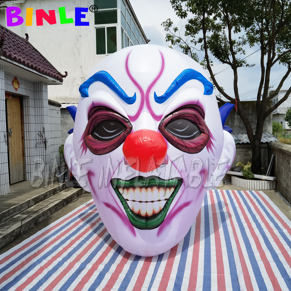 

Club party use Hanging Lighting inflatable clown head 3M Printing Inflatables Skeleton Face Funny Concert For Halloween Decoration