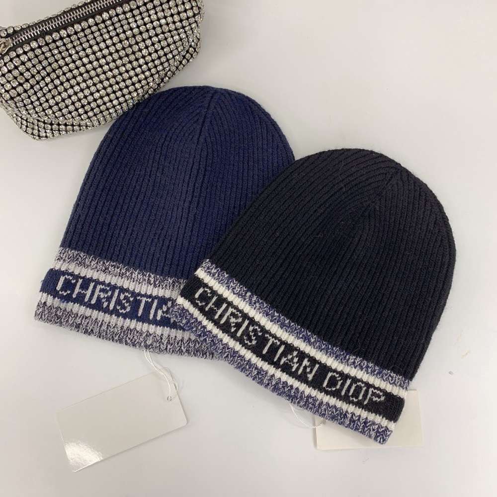 

Hat D letter autumn and winter wool children's versatile foreign air cooling leisure warm knitting men, Blue;gray