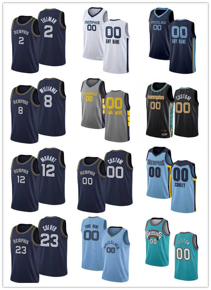 

75th Men Women Youth Memphis's Grizzlies's 35 Killian Tillie 8 Ziaire Williams 23 Jarrett Culver 2 Xavier Tillman Custom Basketball Jersey, Color