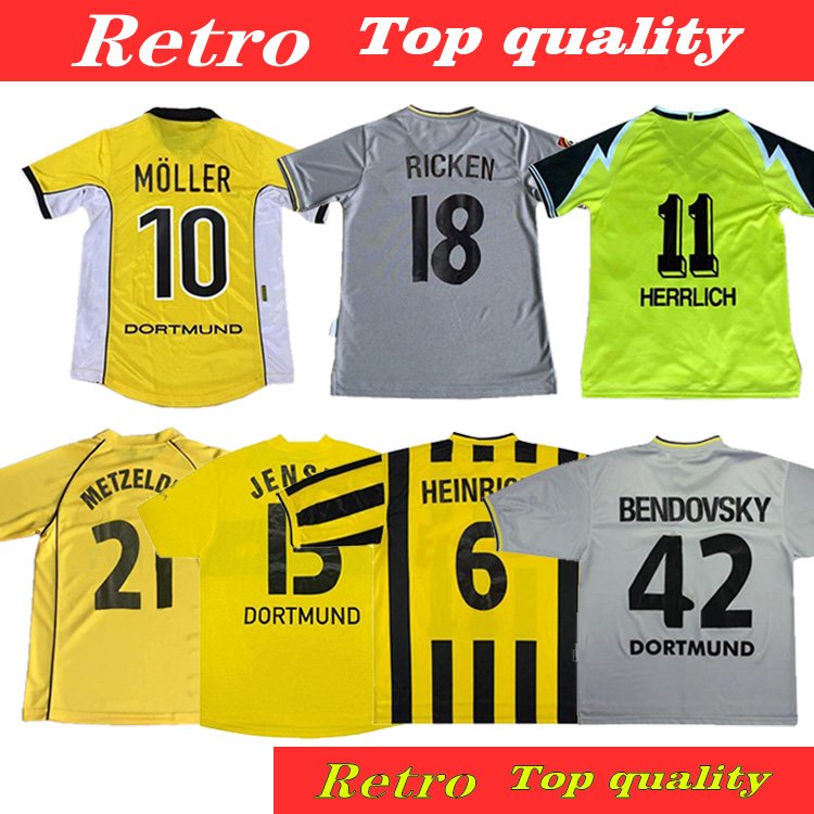 

retro soccer jerseys ROSICKY BOBIC Dortmund Lewandowski KOLLER 99 01 00 02 03 classic 96 97 Borussia 94 95 12 13 REUS football shirts, 1996 away