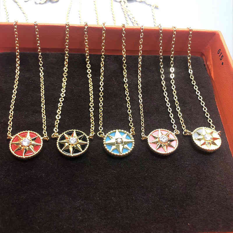 d / Dijia Lucky Eight Awn Star Compass Necklace Seiko Belt Diamond White Fritillaria Malachite Bracelet Clavicle Chain