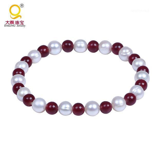 

Pulseras Mujer Natural Stone Beads Bracelet Elastic Charm Near Round Freshwater Pearl For Men And Women Jewelry Bangle
