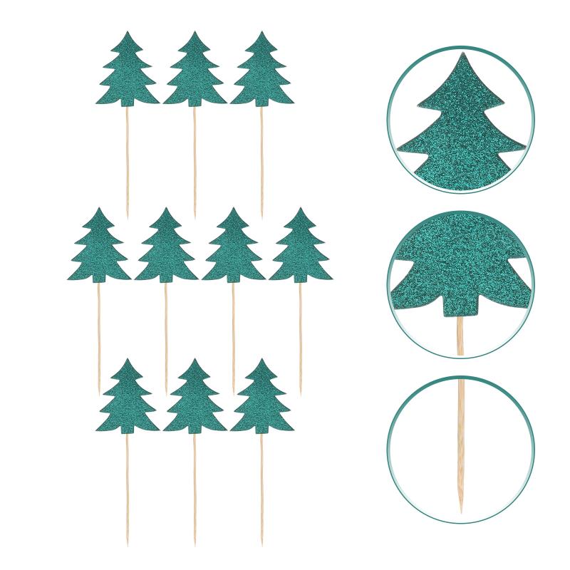 

Other Festive & Party Supplies 10 PCS Cupcake Topper Decorative Christmas Trees Picks Bowknot For Decoration(Green)