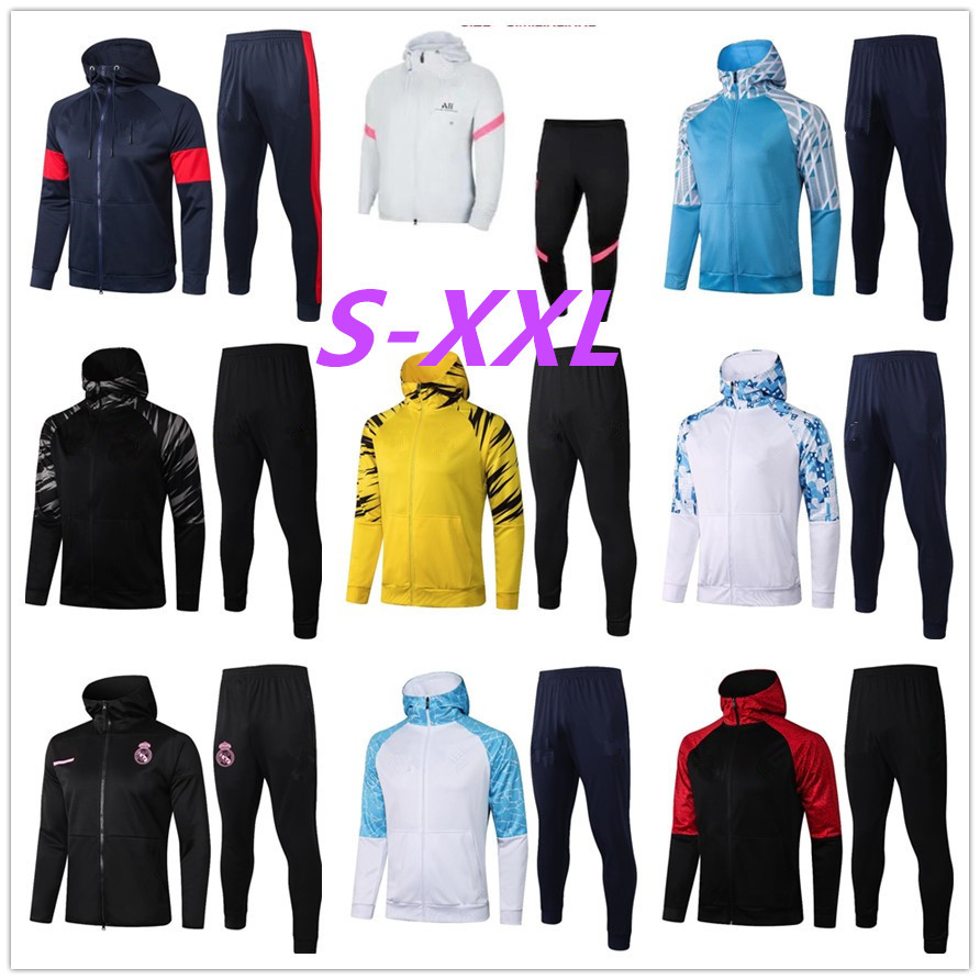 

Mens Hoodies jacket soccer Tracksuit 2021Real Madrid Long zip hooded football veste 2021men Training jogging