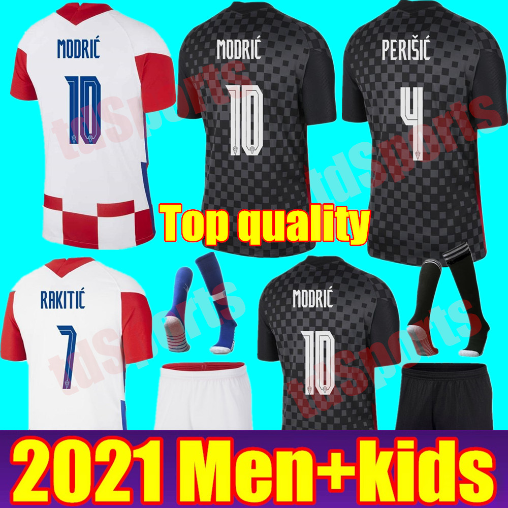 

European Cup MODRIC 2021 national team soccer jersey MANDZUKIC HOME AWAY PERISIC RAKITIC SRNA KOVACIC REBIC child Football Shirts Adult Men kids kit, Kids away+eurocup patch size 16-28