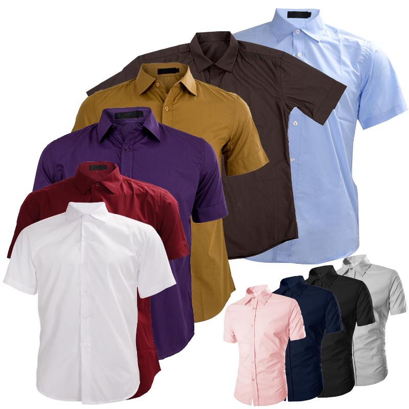 

Fashion Men Shirt Short Sleeve Shirts Summer Navy  Men's Casual, Blue