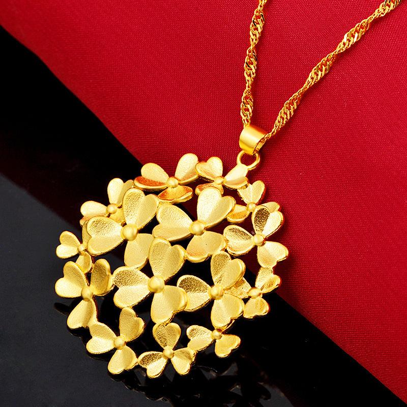 

Pendant Necklaces Vietnam Imitation Gold Fashion Flower Female Copper-plated Jewelry Necklace Accessories For Women Upscale